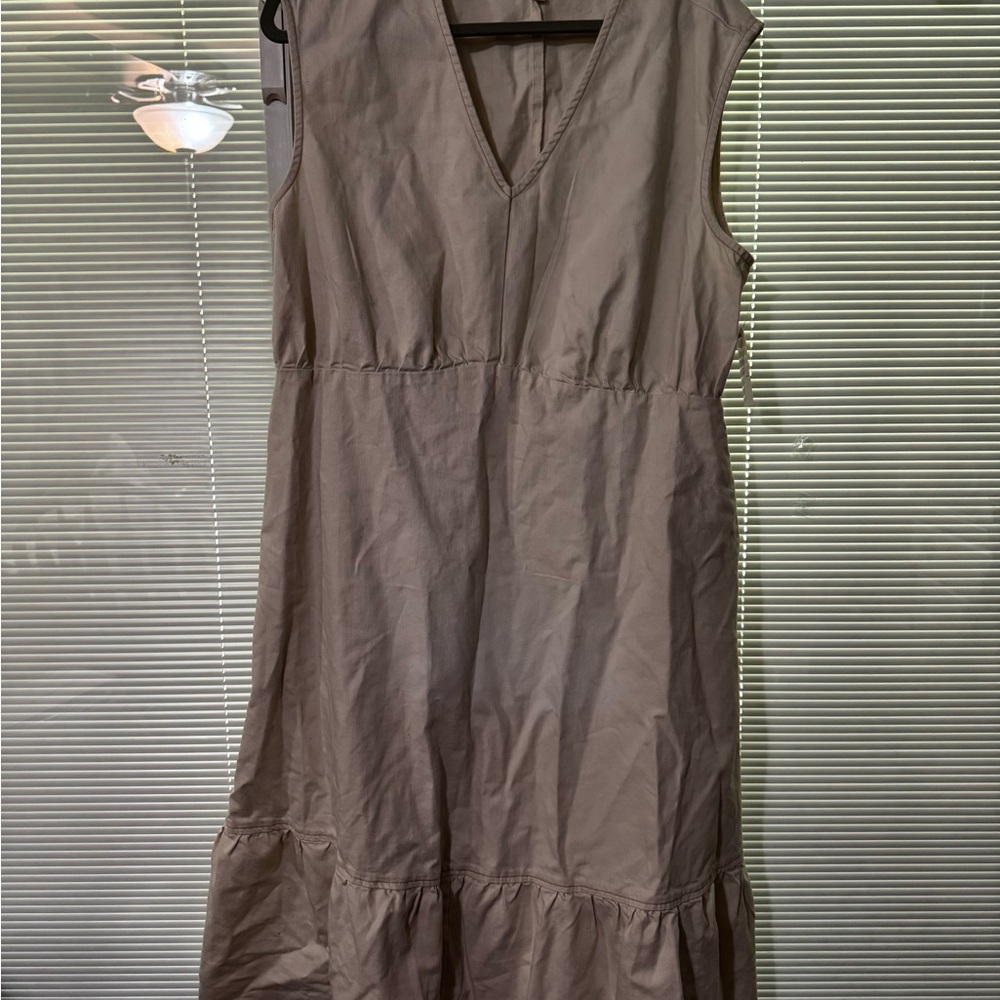 Time and Tru Sleeveless V-Neck Midi Dress in Taupe